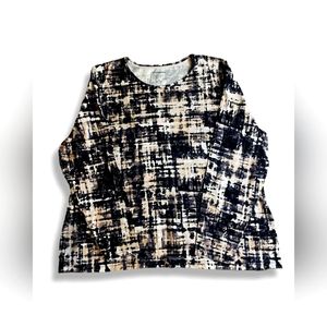 Croft&Barrow Classic Tee Long-Sleeve Crew-Neck Printed Soft Top, Size 1X